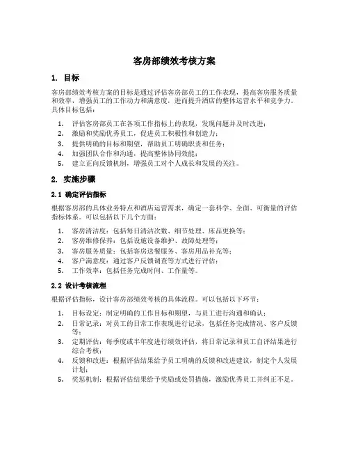 客房部绩效考核方案