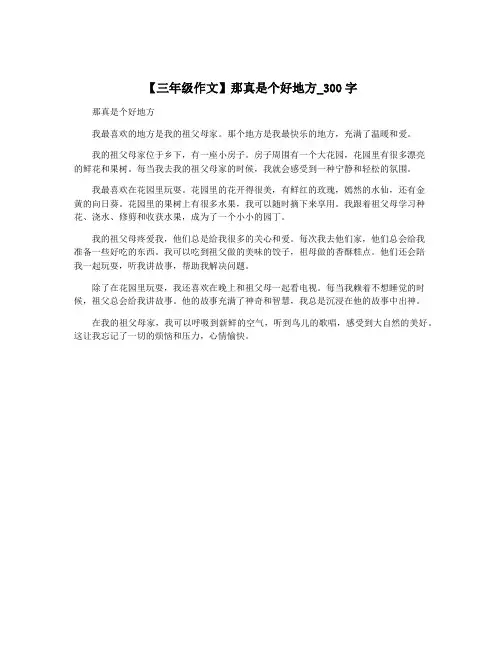 【三年级作文】那真是个好地方_300字