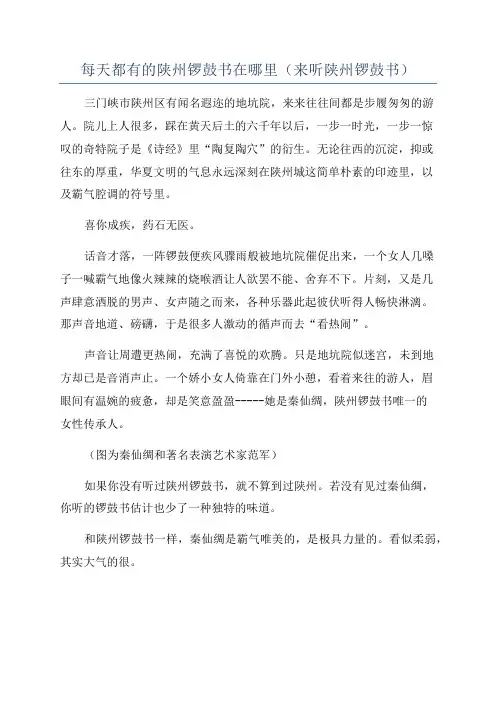 每天都有的陕州锣鼓书在哪里(来听陕州锣鼓书)