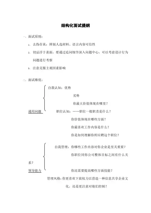 结构化面试提纲