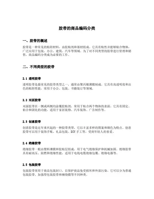 胶带的商品编码分类