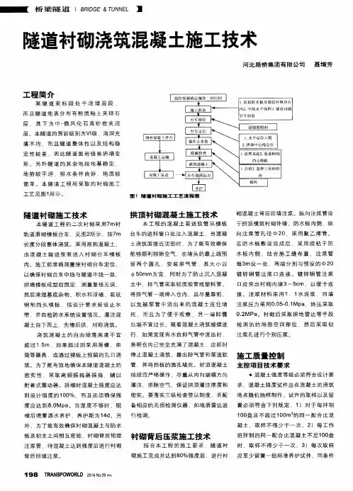 隧道衬砌浇筑混凝土施工技术