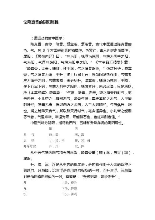 论降真香的阴阳属性