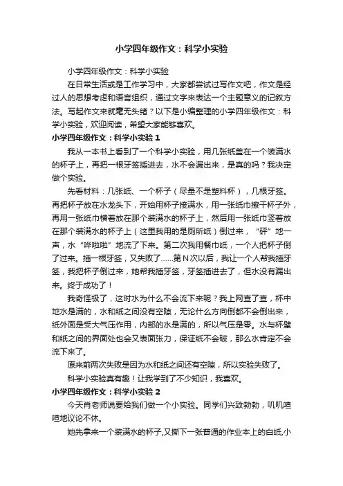 小学四年级作文：科学小实验