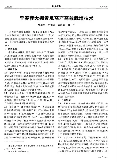 早春茬大棚黄瓜高产高效栽培技术