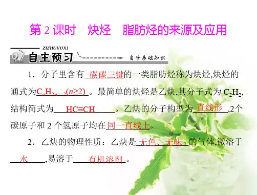 高中化学选修5课件第二章 第一节 第2课时 炔烃 脂肪烃的来源及应用