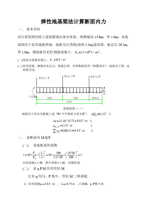 弹性地基梁法计算断面内力