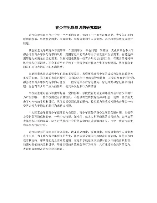 青少年犯罪原因的研究综述