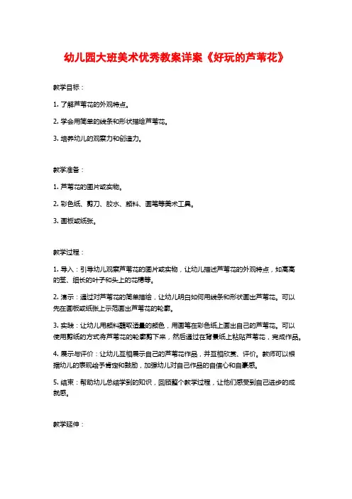 幼儿园大班美术优秀教案详案《好玩的芦苇花》