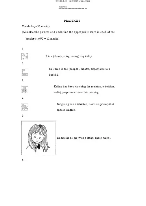 新加坡小学一年级英语试PRACTICE
