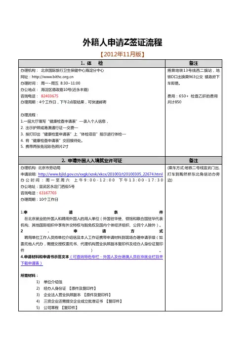 申请Z签证流程