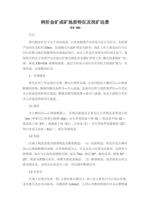 例析金矿成矿地质特征及找矿远景
