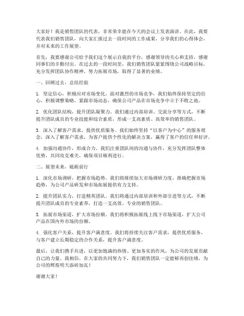 销售团队发言稿范文