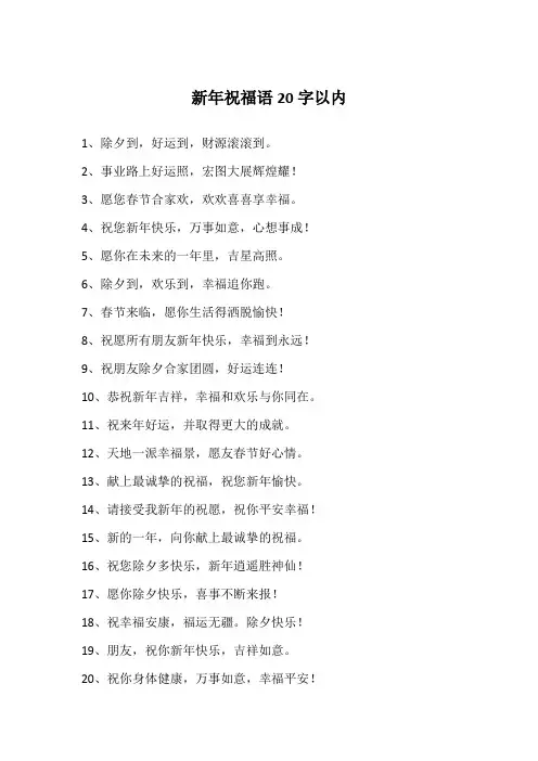 新年祝福语20字以内