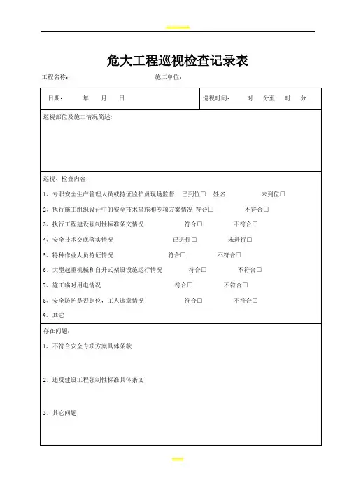 危大工程巡视检查记录表