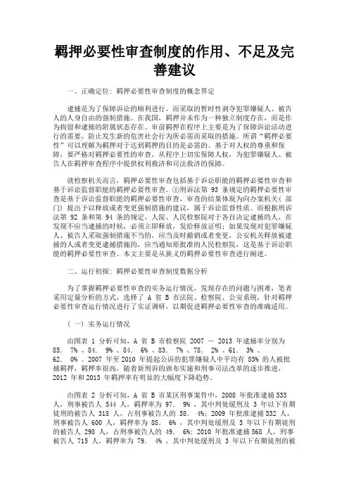 最新 羁押必要性审查制度的作用、不足及完善建议-精品