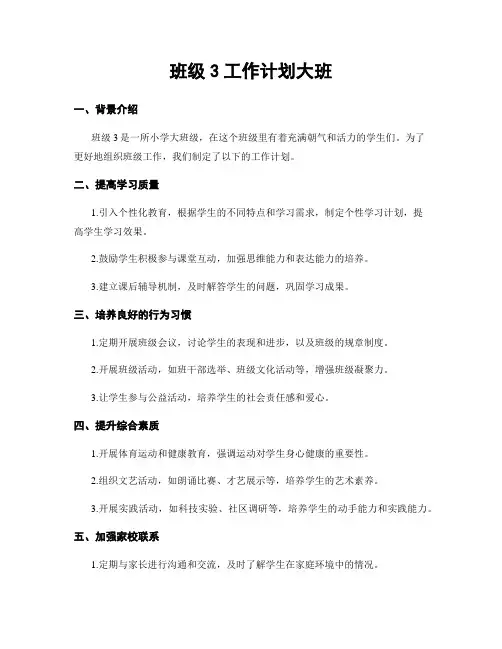 班级3工作计划大班