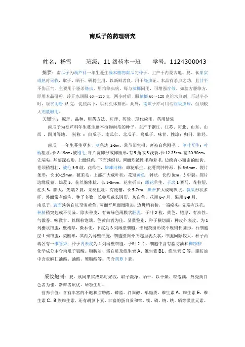 南瓜子的药理研究
