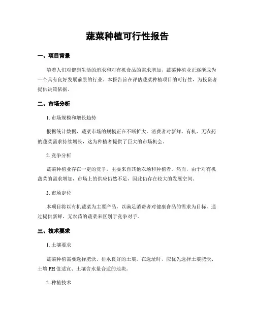 蔬菜种植可行性报告