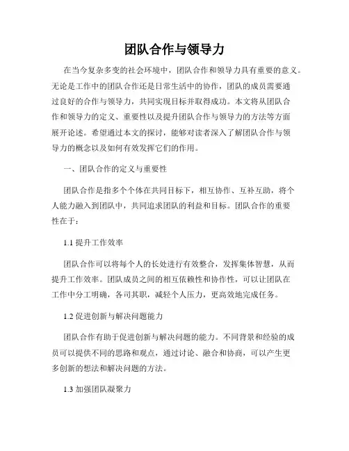 团队合作与领导力