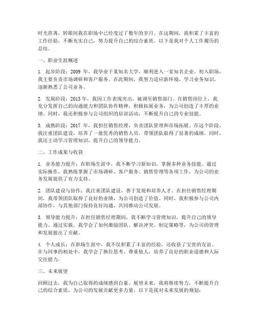 个人工作总结工作履历丰富