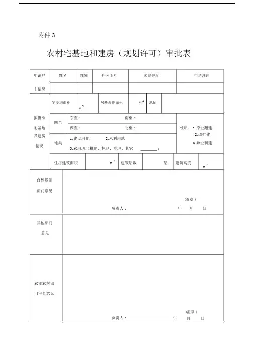 农村宅基地及建房规划许可审批表格版.doc