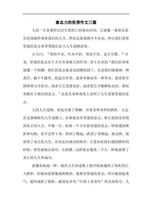 意志力的优秀作文三篇
