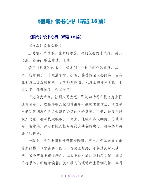 《根鸟》读书心得(精选16篇)