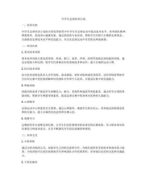 中学生足球培训计划