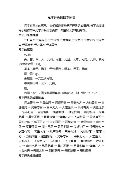 元字开头的四字词语