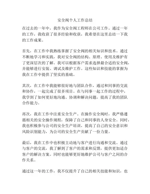 安全阀个人工作总结