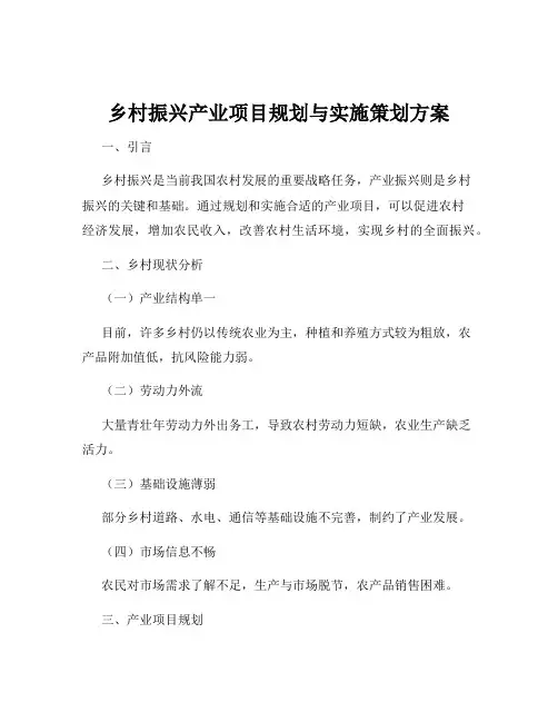 乡村振兴产业项目规划与实施策划方案