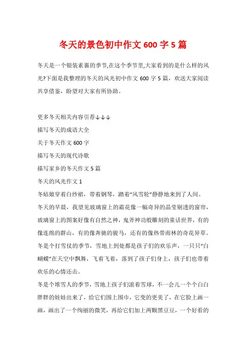 冬天的景色初中作文600字5篇