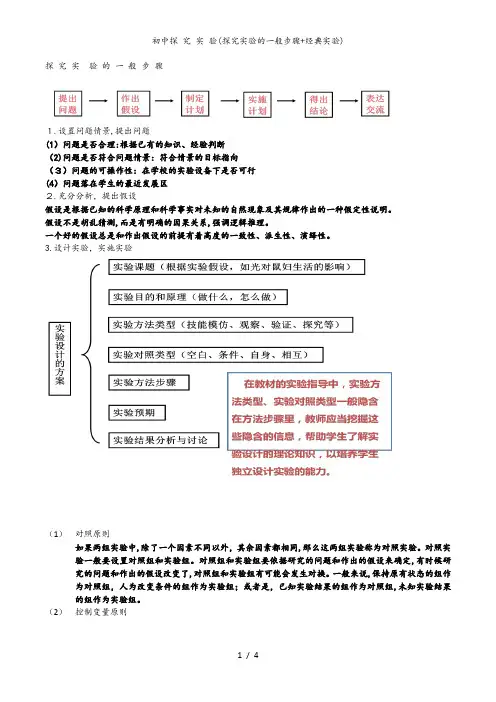 初中探 究 实 验(探究实验的一般步骤+经典实验)