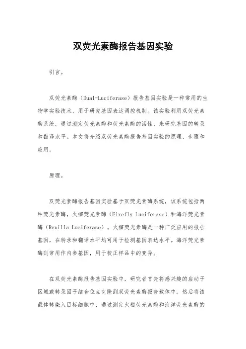 双荧光素酶报告基因实验