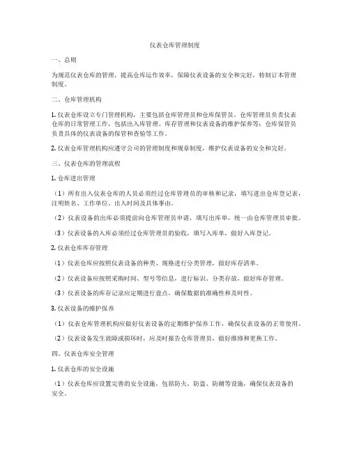 仪表仓库管理制度