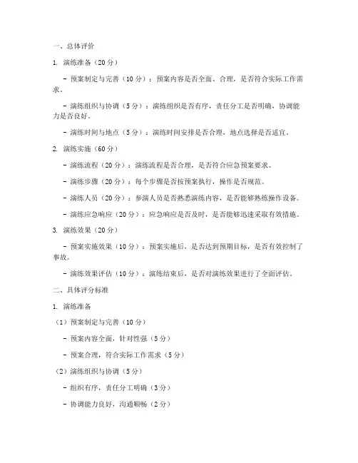 仪器故障应急预案演练评分标准