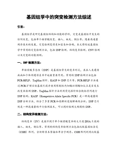 基因组学中的突变检测方法综述