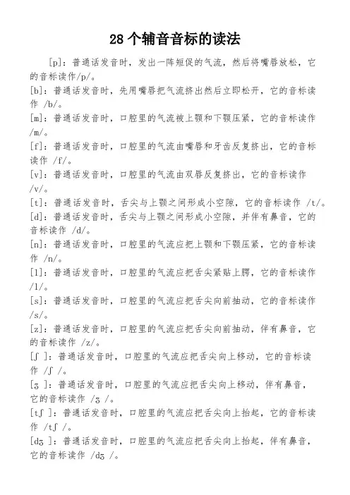 28个辅音音标的读法