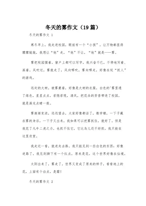 冬天的雾作文(19篇)