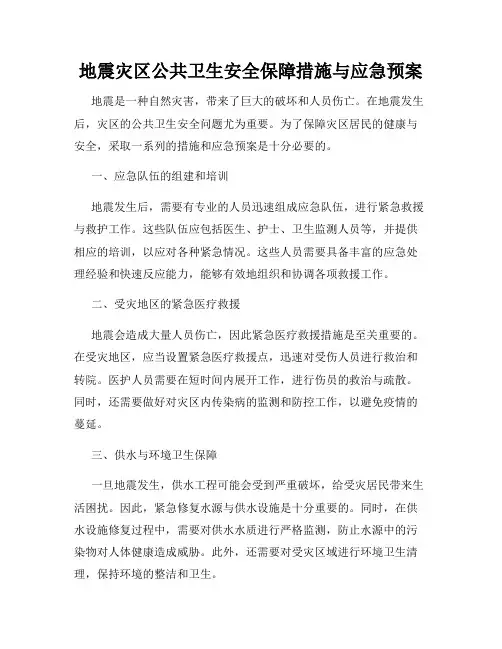 地震灾区公共卫生安全保障措施与应急预案