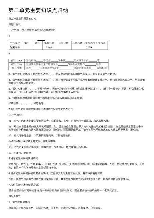 第二单元主要知识点归纳