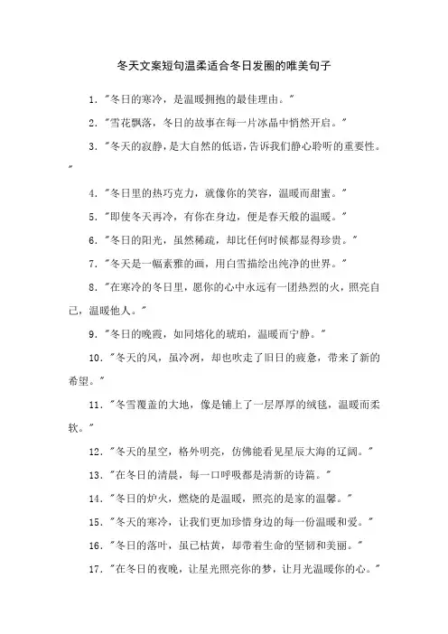 冬天文案短句温柔适合冬日发圈的唯美句子轻拥一份冬的宁静听风起看雪