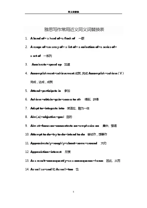 雅思常用近义同义词替换表