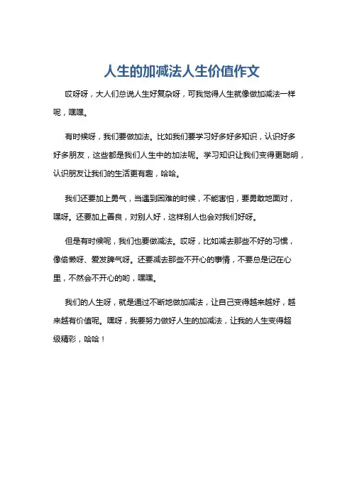 人生的加减法人生价值作文