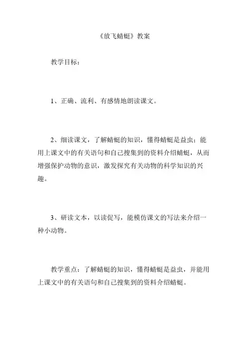 《放飞蜻蜓》教案