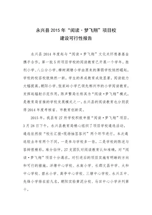 阅读梦飞翔15年度项目设想