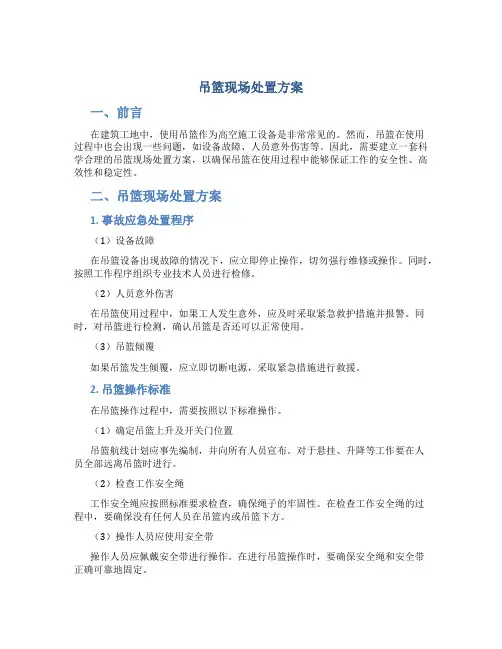 吊篮现场处置方案