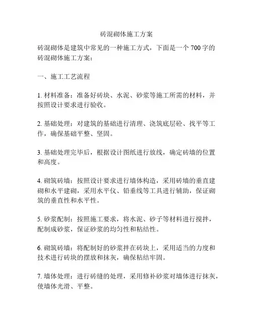砖混砌体施工方案