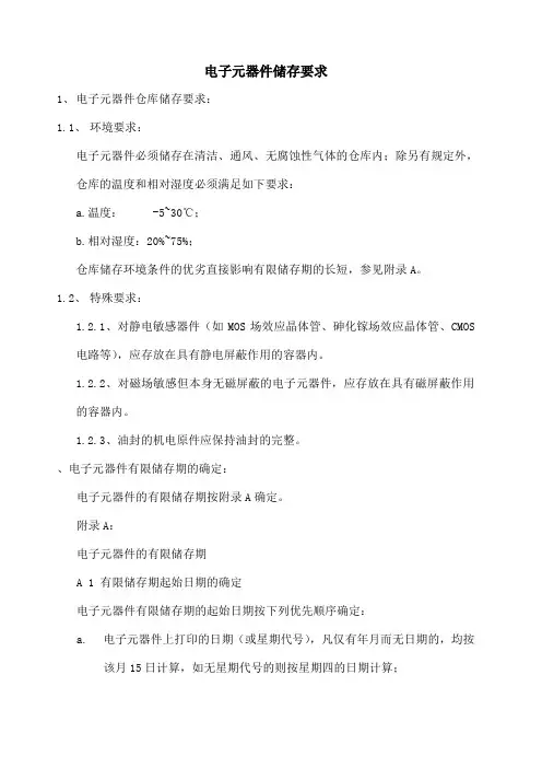 电子元器件存储条件